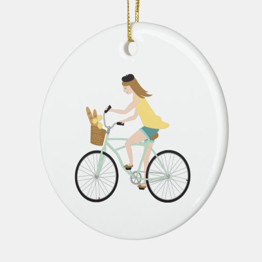 fietsmeisje keramisch ornament (Links)
