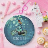  fietsmeisje - Riding naar Tea Papieren Bordje (Feest)