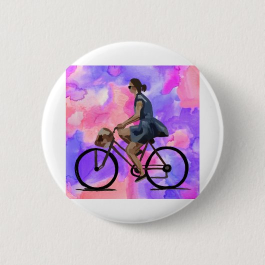 fietsmeisje ronde button 5,7 cm (Voorkant)
