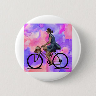 fietsmeisje ronde button 5,7 cm