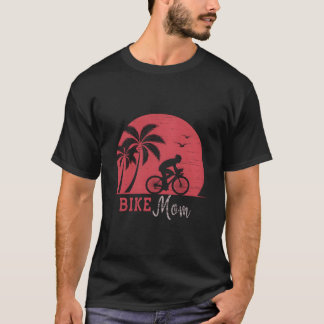  fietsmoeder met rode retro zonsondergang voor ker t-shirt