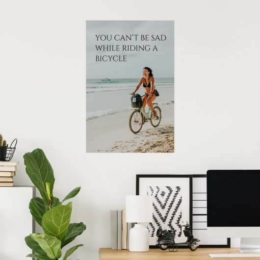 Fietsmotivatie - Beach Bike Ride,  Poster (Thuiskantoor)