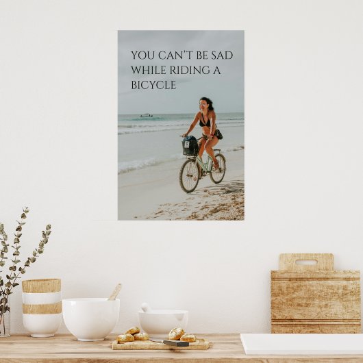 Fietsmotivatie - Beach Bike Ride,  Poster (Keuken)