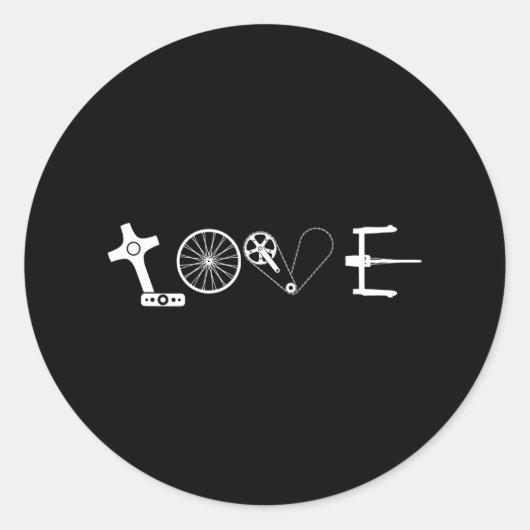 Fietsonderdelen, liefdesfietsenfietsen ronde sticker (Voorkant)