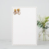 Fietsondergaande zonnebloemen briefpapier (Staand voorkant)