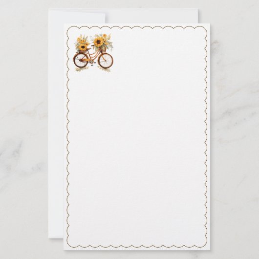 Fietsondergaande zonnebloemen briefpapier (Voorkant)