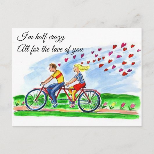 Fietsontwerp voor twee Valentijn-liefhebbers Briefkaart (Voorkant)