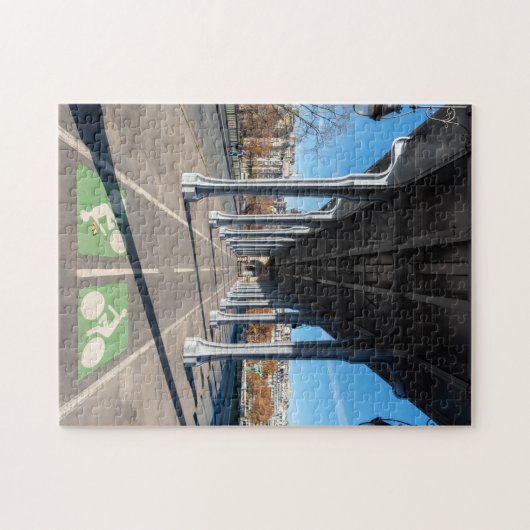 Fietspad op de pont Bir-Hakeim - Parijs, Frankrijk Legpuzzel (Horizontaal)