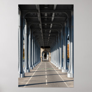 Fietspad op de pont Bir-Hakeim - Parijs, Frankrijk Poster