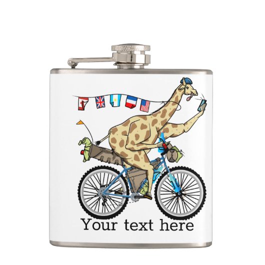 Fietspakkende giraffe heupfles (Voorkant)