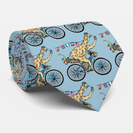 Fietspakkende giraffe stropdas