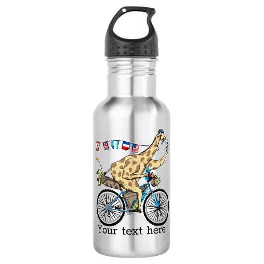Fietspakkende giraffe waterfles (Voorkant)