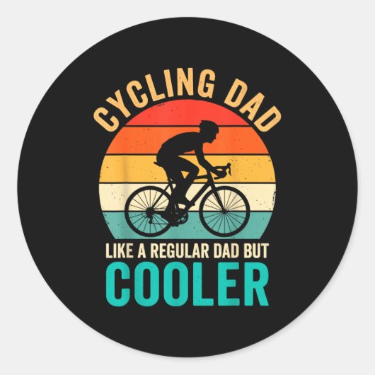 Fietspapa als een gewone maar coolere fiets ronde sticker (Voorkant)