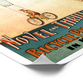 Fietsparachute-act, 1896. Oude reclame Poster (Hoek)