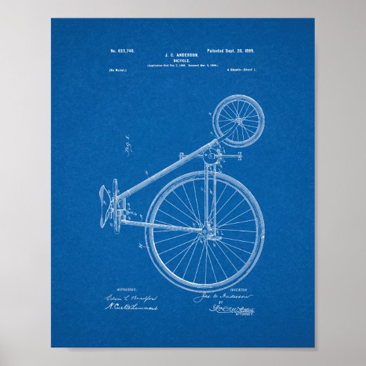 Fietspatroon - Blauwdruk Poster (Voorkant)