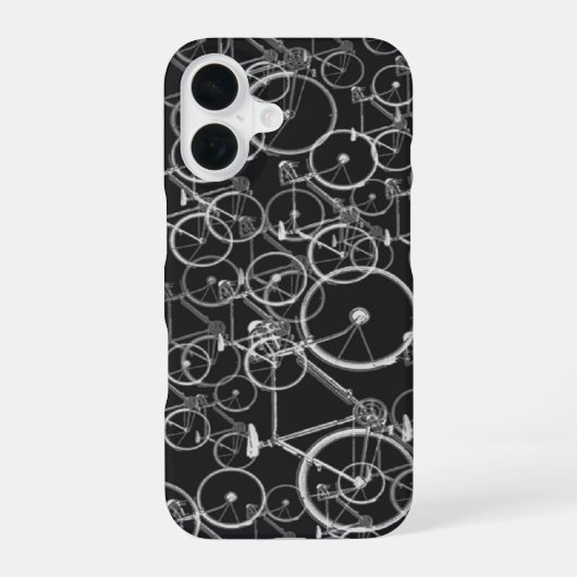 Fietspatroon in zwart-wit iPhone 16 hoesje (Achterkant)