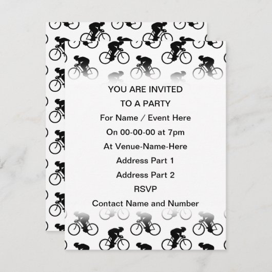 Fietspatroon in zwart-wit. kaart (Voorkant / Achterkant)