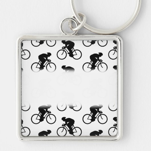 Fietspatroon in zwart-wit. sleutelhanger (Voorkant)