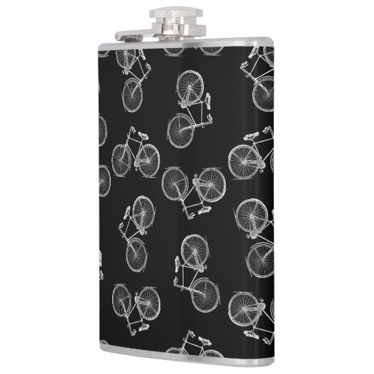  fietspatroon, klassieke fietsen, zwart heupfles (Links)