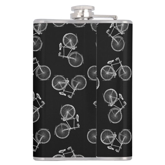  fietspatroon, klassieke fietsen, zwart heupfles (Achterkant)