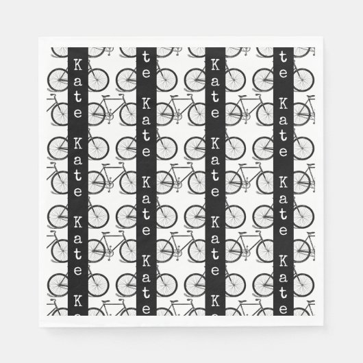 Fietspatroon met maatstreep NAAM EN KLEUR Servet (Voorkant)