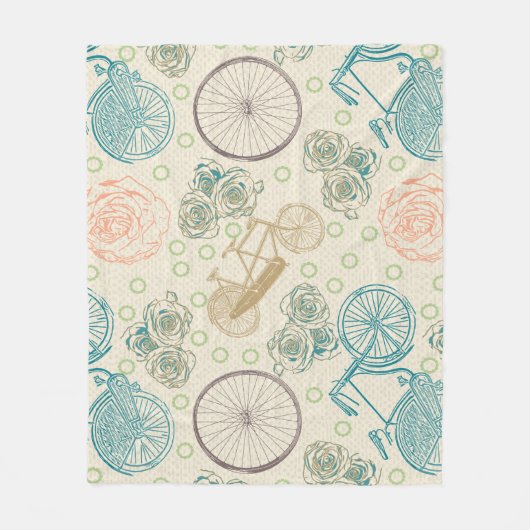  fietspatroon Roos Fleece Deken (Voorkant)