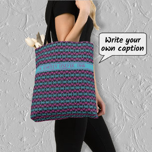 Fietspatspatspatroon aangepaste tekst roze blauw tote bag