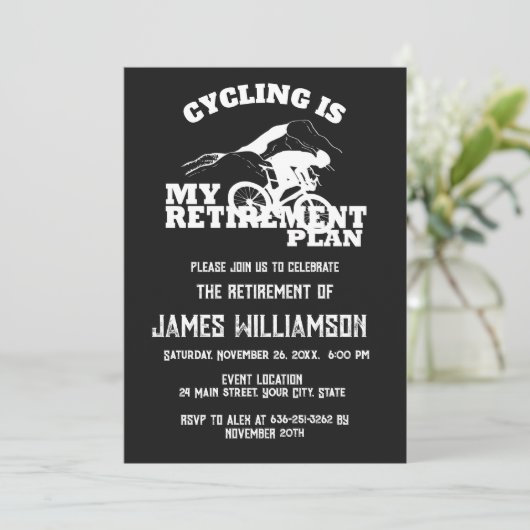 Fietspensioen verjaardagsfeest uitnodiging (Staand voorkant)