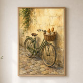 Fietsposter met broodmand aquarelposter poster