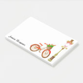 Fietsprogramma met mand bloemen na de presentatie post-it® notes (Schuin)