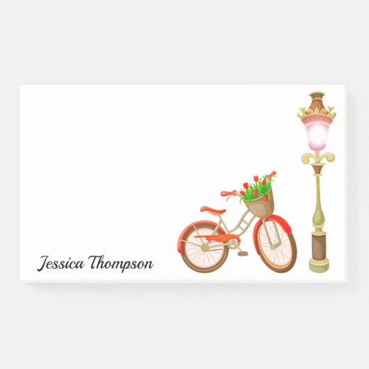 Fietsprogramma met mand bloemen na de presentatie post-it® notes (Voorkant)