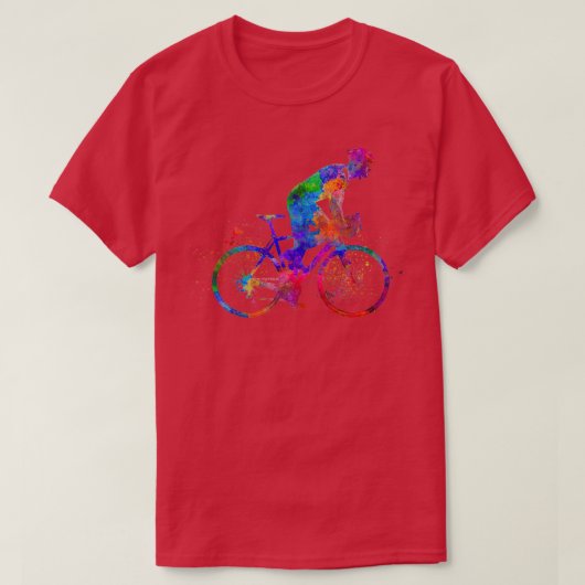 Fietsracer in waterverf t-shirt (Design voorkant)