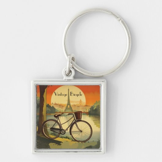 Fietsreis Poster, Parijs aanpasbaar Sleutelhanger (Voorkant)