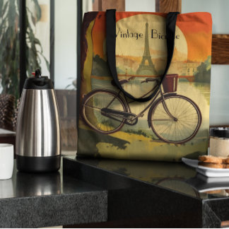 Fietsreis Poster, Parijs aanpasbaar Tote Bag