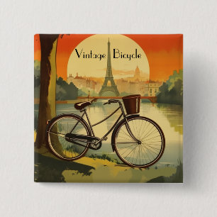 Fietsreis Poster, Parijs aanpasbaar Vierkante Button 5,1 Cm