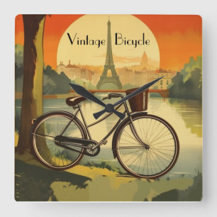 Fietsreis Poster, Parijs aanpasbaar Vierkante Klok