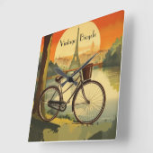 Fietsreis Poster, Parijs aanpasbaar Vierkante Klok (Hoek)
