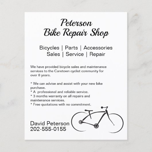 Fietsreparatie Onderhoud Verkoop Business Flyer (Voorkant)