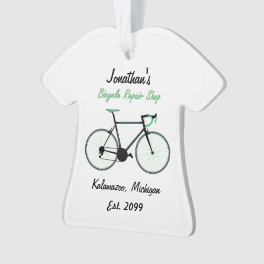Fietsreparatie Shop Kerstversiering Ornament (voorkant)