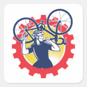 Fietsreparatieservice cyclist Square Sticker (Voorkant)