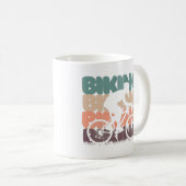  fietsretro kleuren met biker silhouet koffiemok (Voorkant rechts)