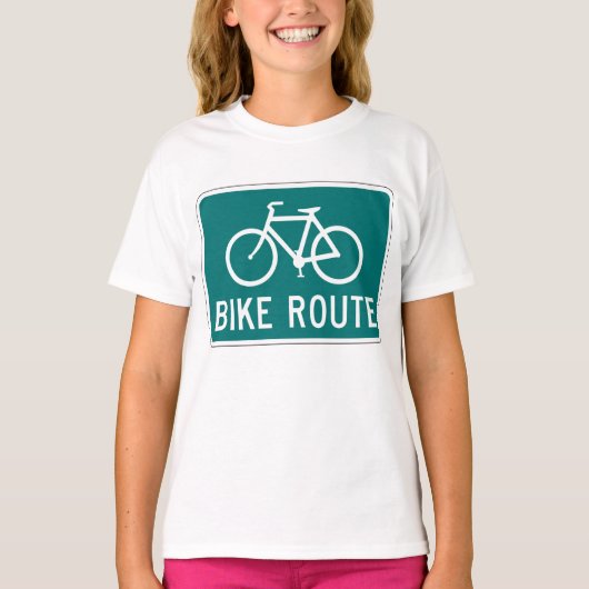 Fietsroutebord Fietspad Fietsroute T-shirt (Voorkant)