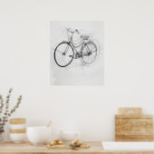 Fietsschets moderne minimalistische lijnkunst poster (Keuken)