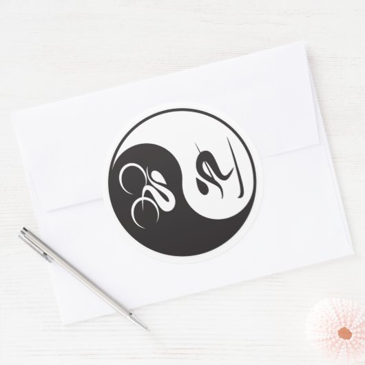FIETSSKI YIN-YANG RONDE STICKER (Envelop)