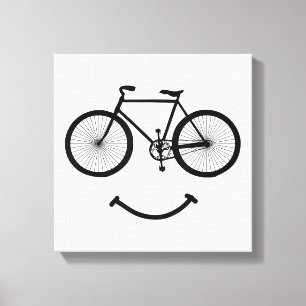 Fietssmile T-shirt Fietsshirt Zwart Canvas Afdruk