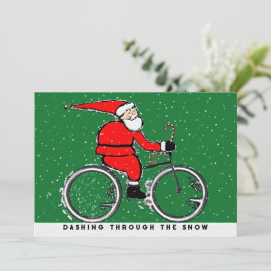 Fietsster Kerstmis Feestdagenkaart (Staand voorkant)