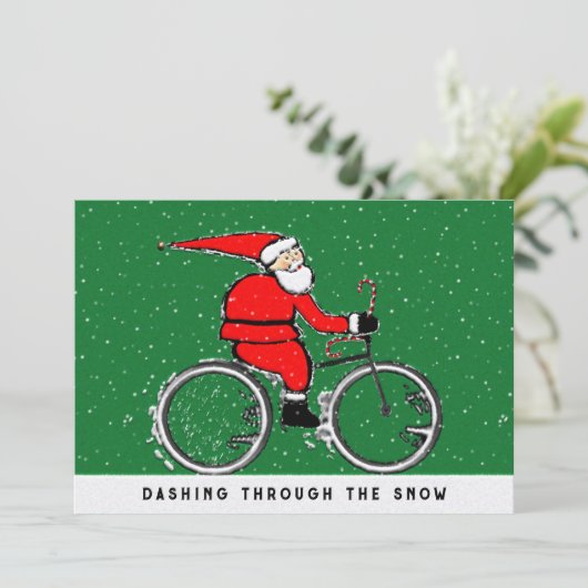 Fietsster Kerstmis Feestdagenkaart (Staand voorkant)