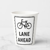 Fietsstrook vooruit bord Fietsveiligheid Papieren Bekers (Voorkant)