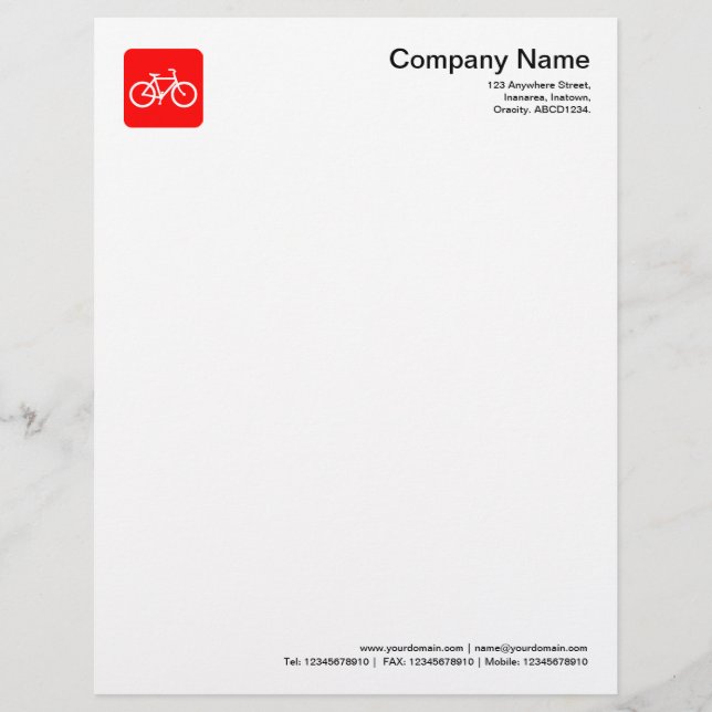 Fietssymbool - Rood Gepersonaliseerd Briefhoofd (Voorkant)