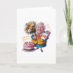 Fietstante met cake en ballonnen kaart
